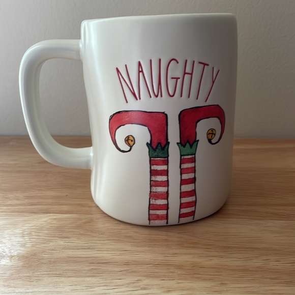 Rae Dunn Double Sided Nice Naughty Christmas Holiday Elf Ceramic Elf Mug-NEW - Picture 2 of 10
